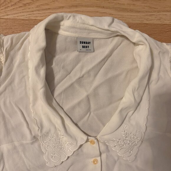 Aritzia Sunday Best White Solitaire Crop Top Blouse Size XS - Picture 3 of 3